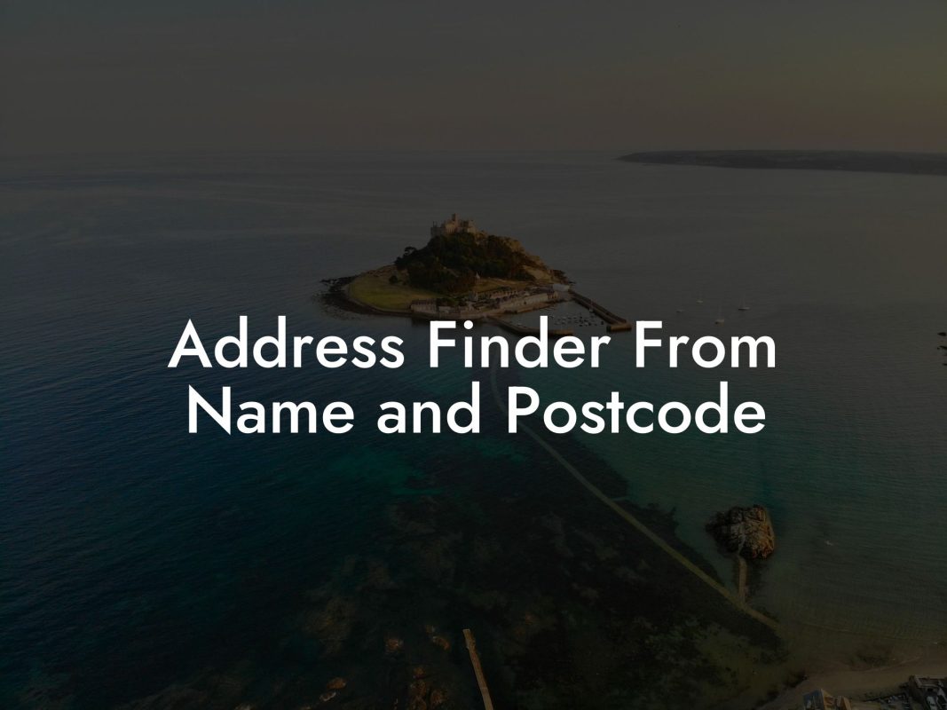 Address Finder From Name and Postcode