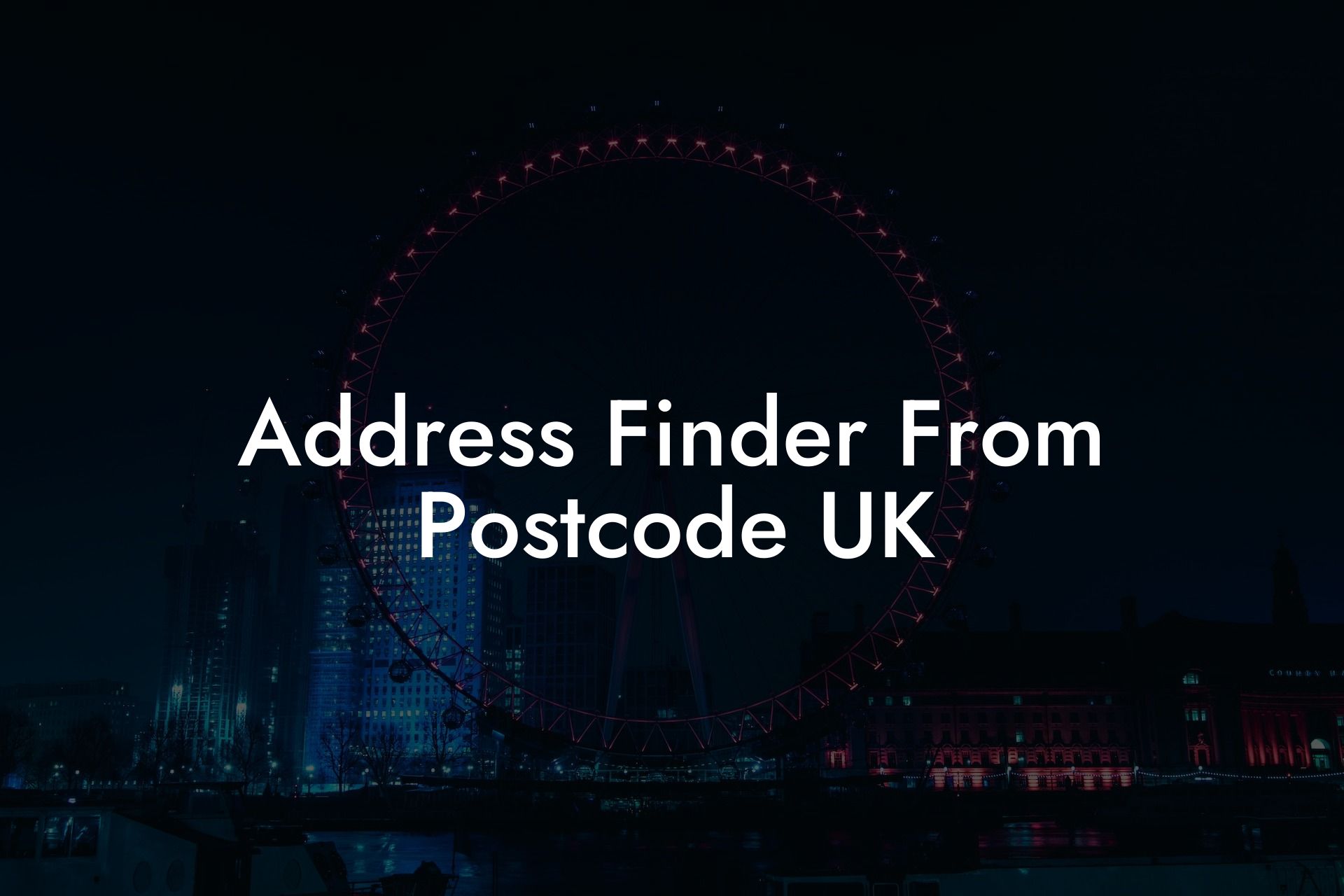 Address Finder From Postcode UK