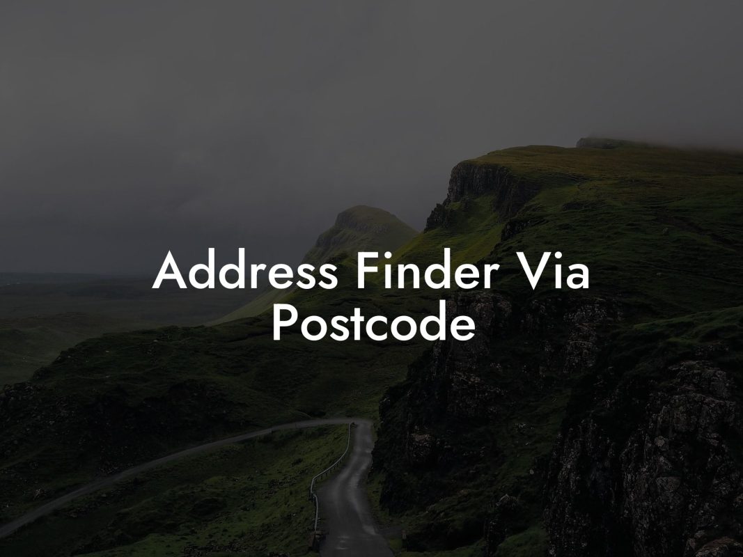 Address Finder Via Postcode