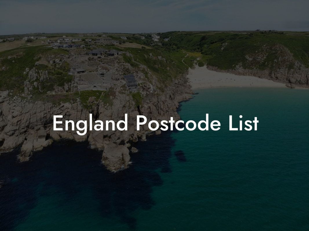 England Postcode List