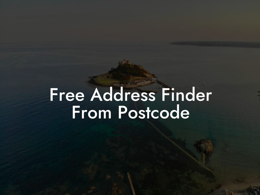 Free Address Finder From Postcode