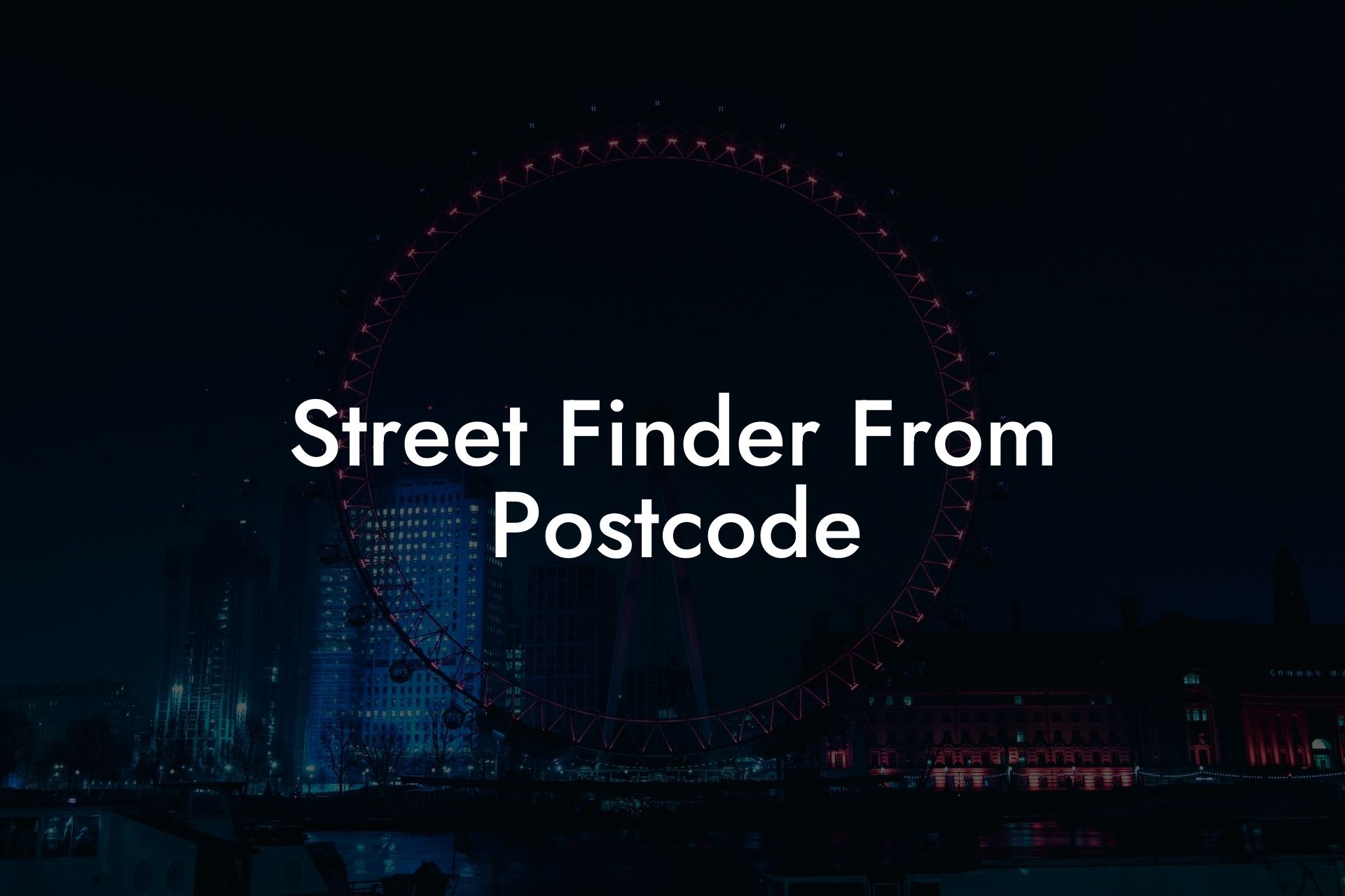 Street Finder From Postcode